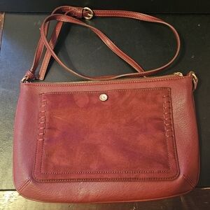 Lauren Conrad Red Crossbody Shoulder Handbag Purse With Gold Hardware